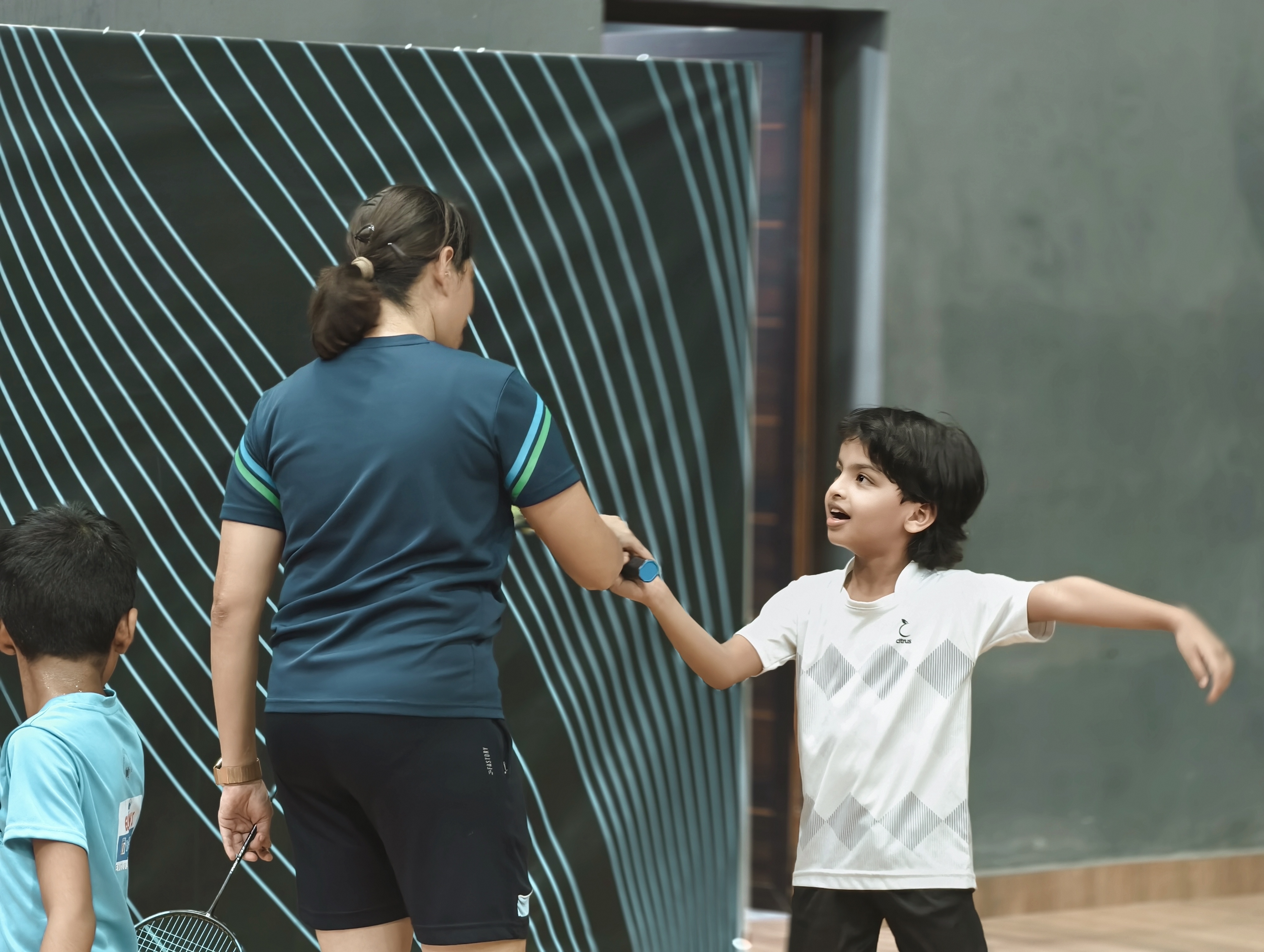 Badminton player in action